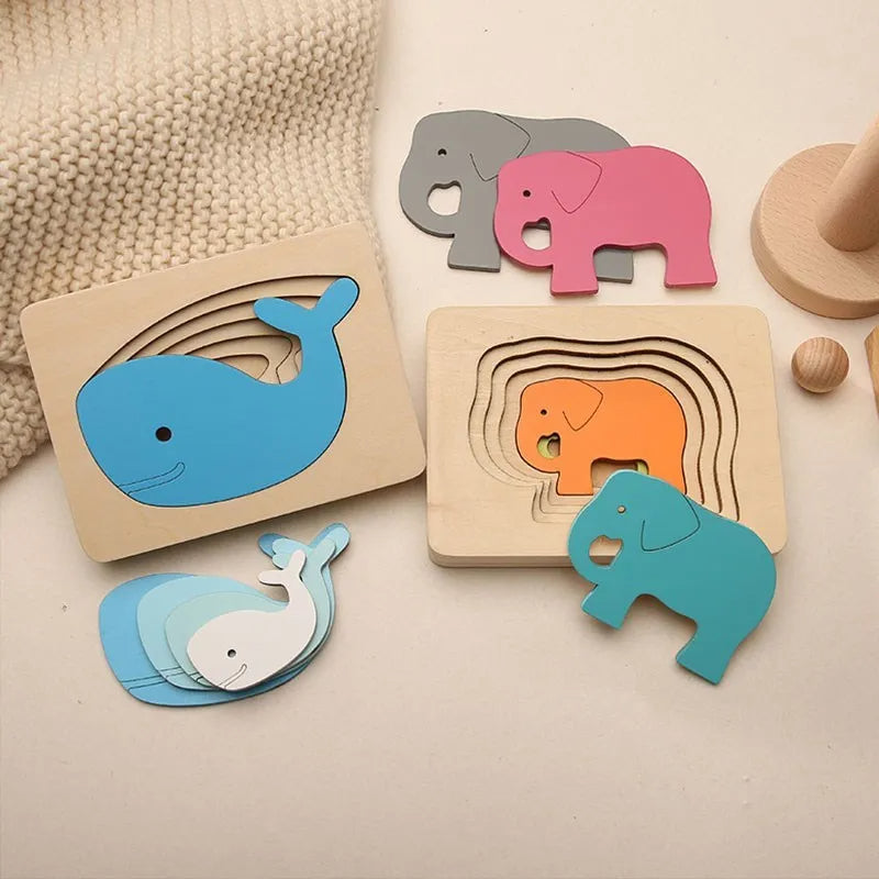 Montessori Wooden Sorting and Learning Toy in Animal Design