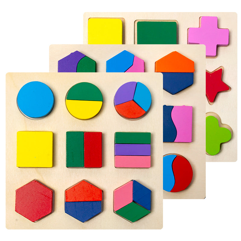 Simple Montessori Shapes and Colors Wooden Puzzle for Toddlers