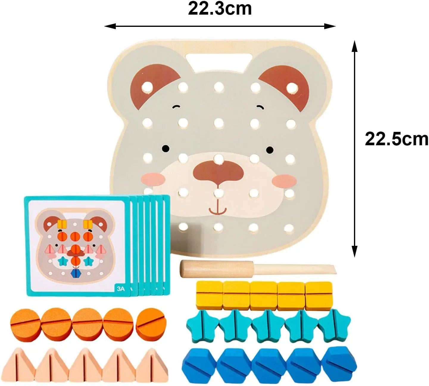 Montessori Color Screw Bear Board for Little Handymen