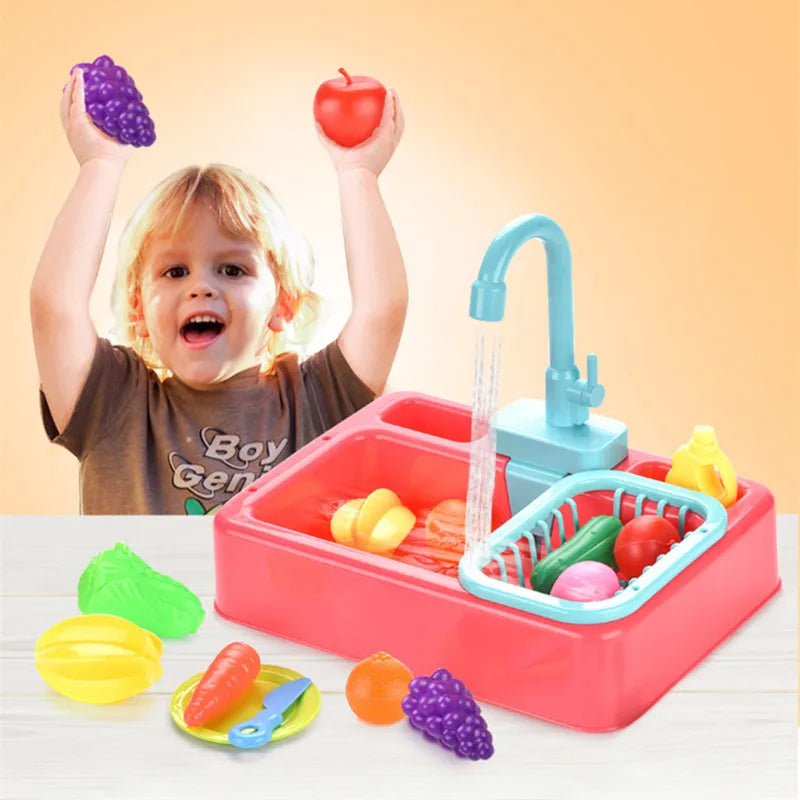 Dishwashing Sink Toy with Running Water