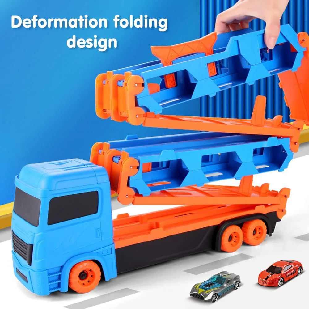 Car Play Truck with Foldable Catapult Race Track