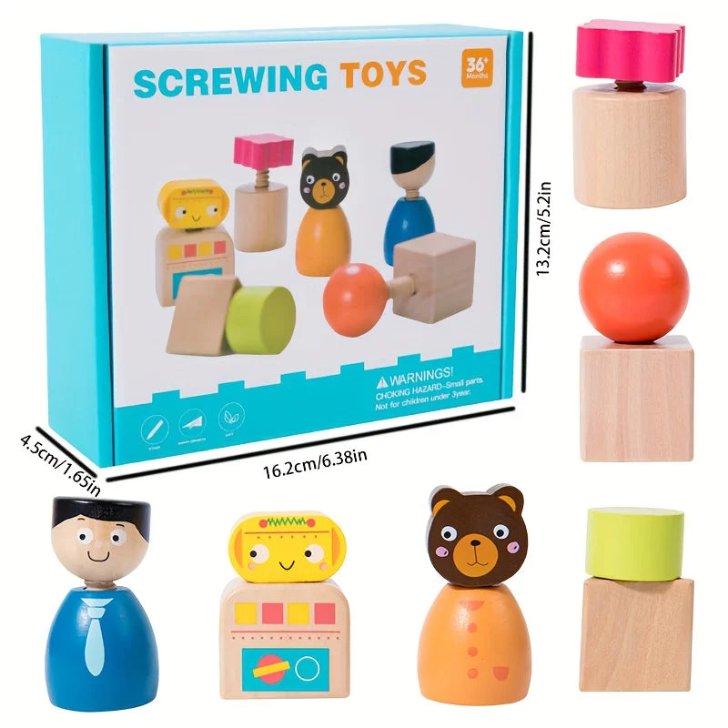 Montessori Screw Figures Game Made of Wood