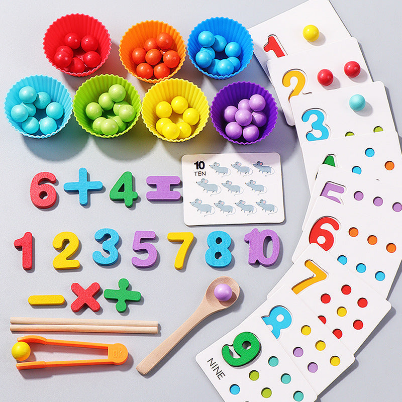 Montessori Wooden Bead Sorting Game