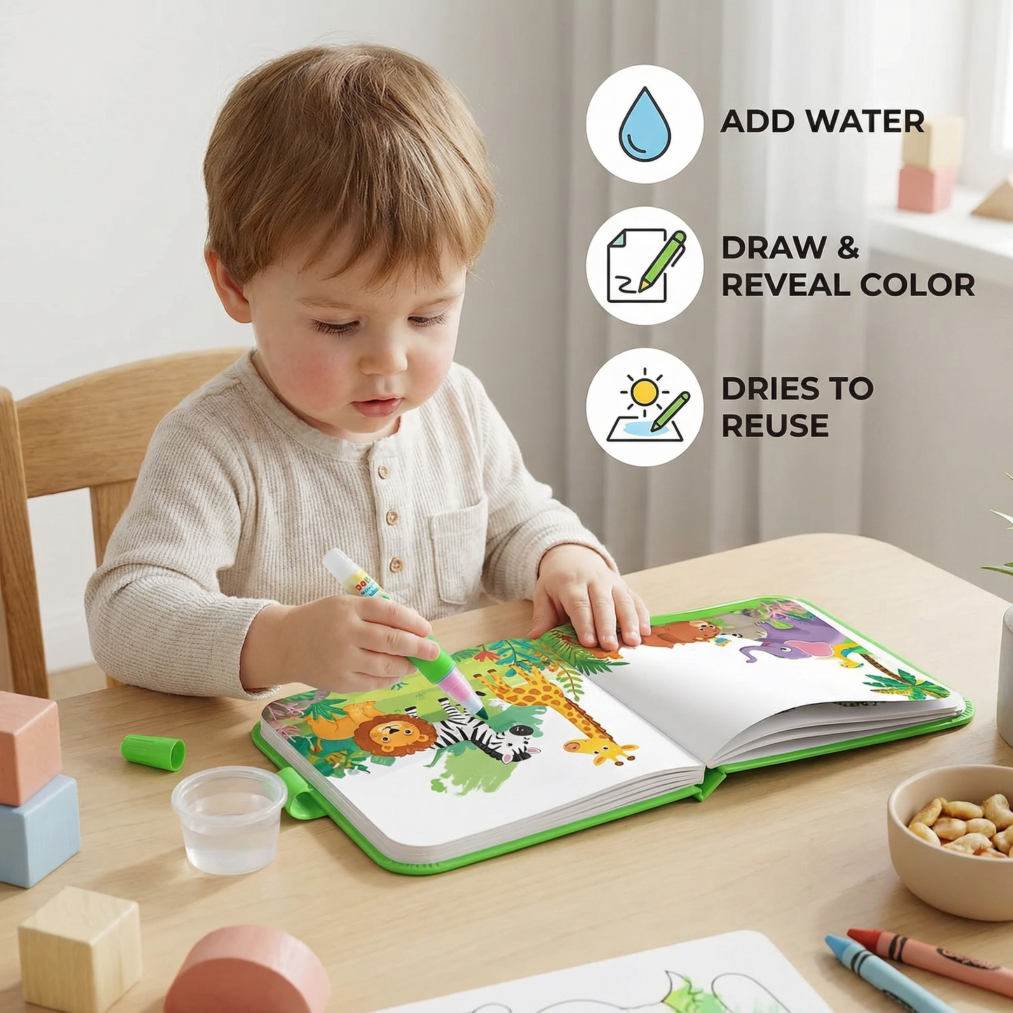 Magic Water Drawing Book – Reusable Mess-Free Colouring Fun