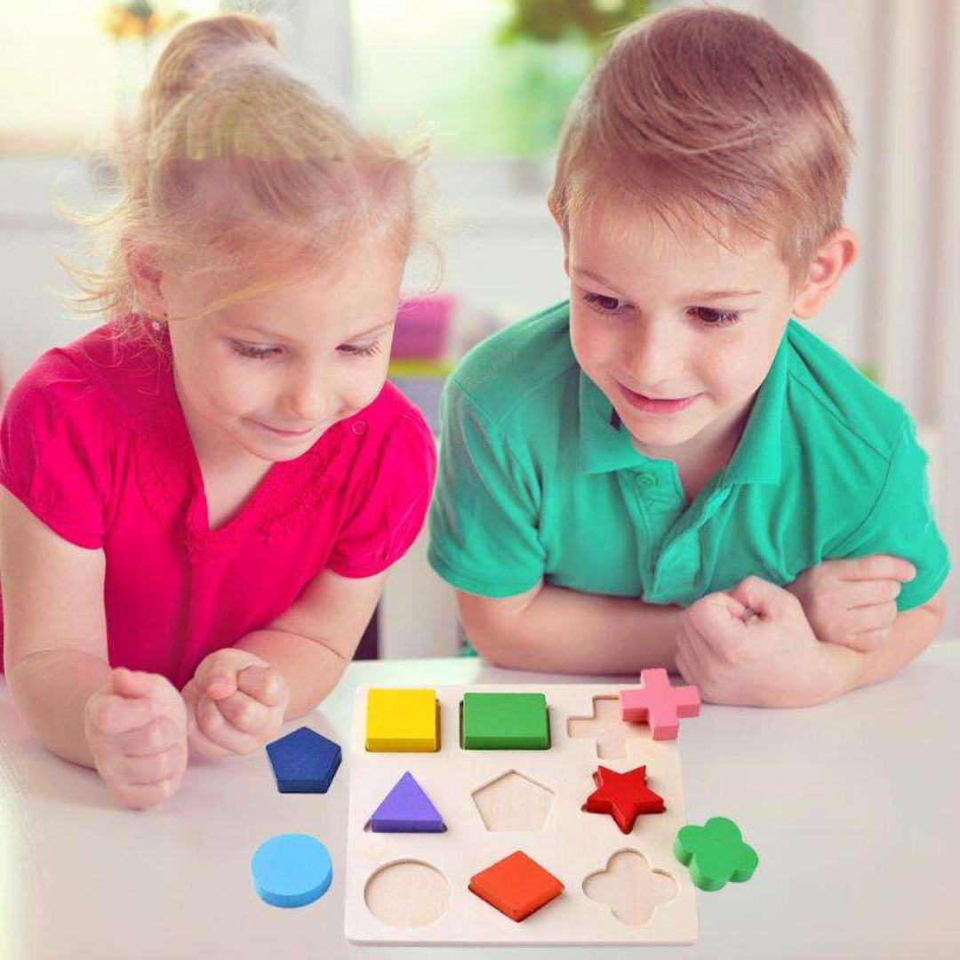 Simple Montessori Shapes and Colors Wooden Puzzle for Toddlers