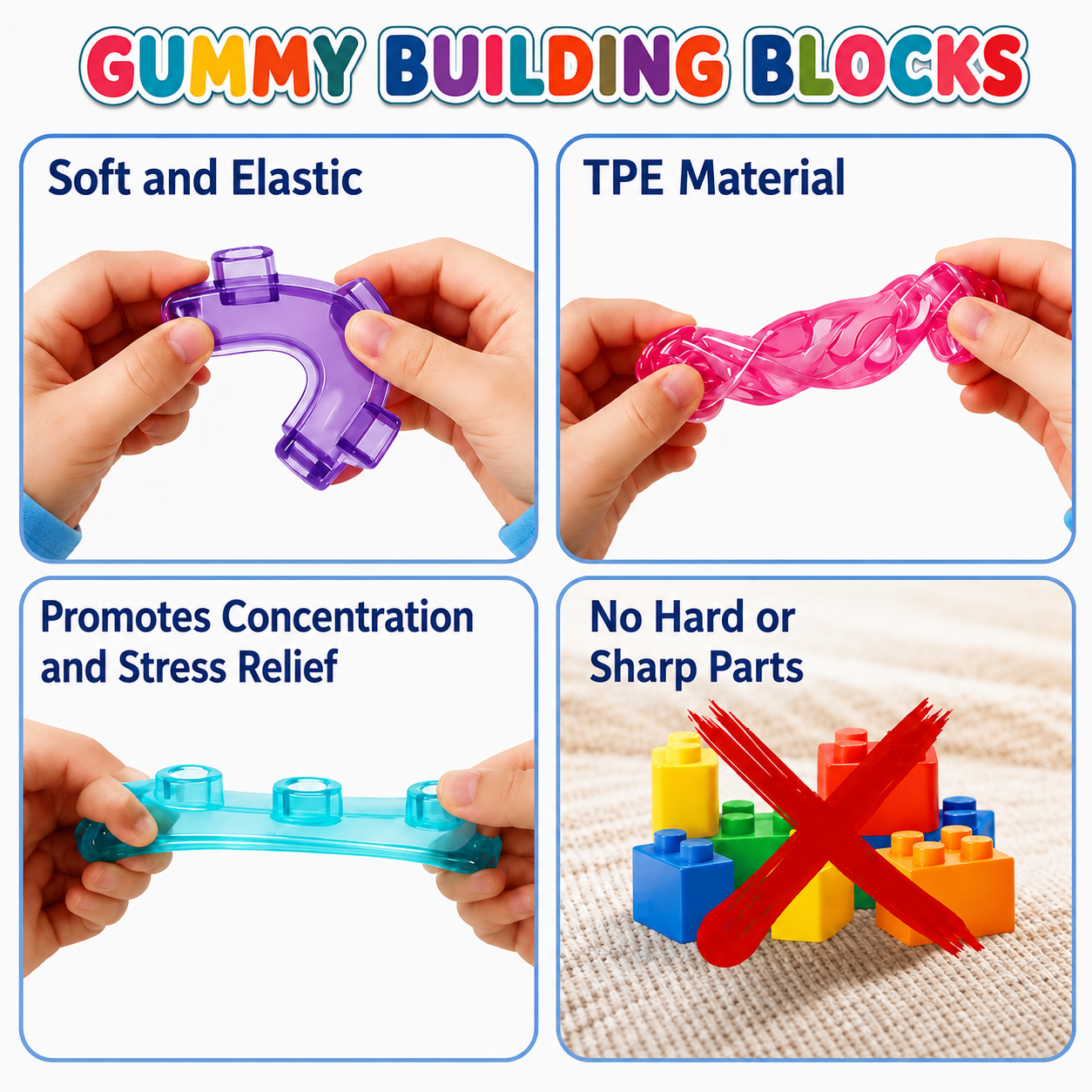 Magical gummy blocks, soft building blocks for children