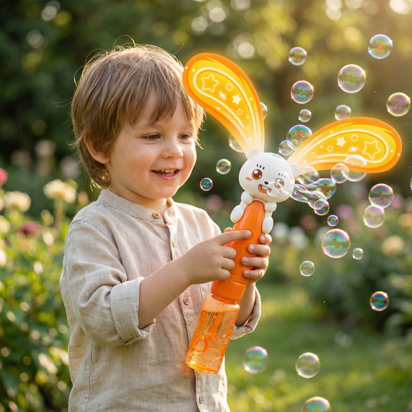 Light-Up Winged Bunny Bubble Maker – Kids Electric Bubble Wand