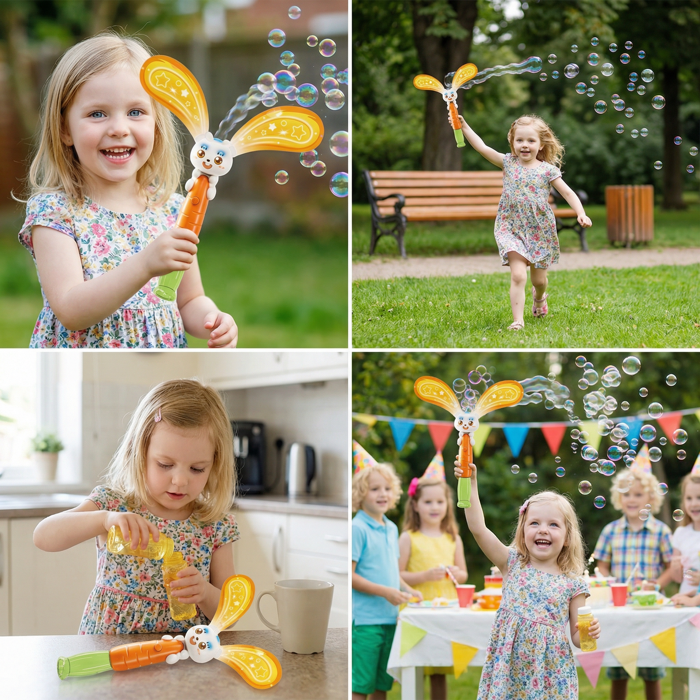 Light-Up Winged Bunny Bubble Maker – Kids Electric Bubble Wand