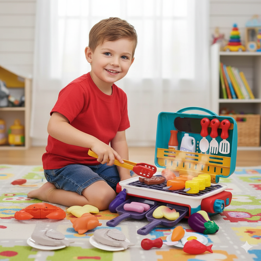 My first BBQ grill – children's kitchen with smoke effect and colour-changing food