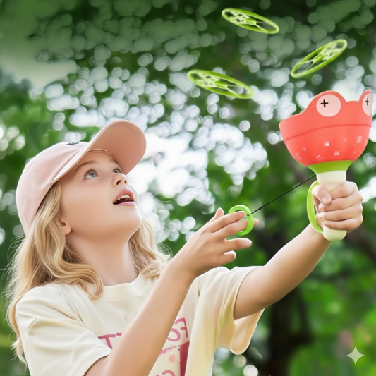 Flying propeller toy with string starter