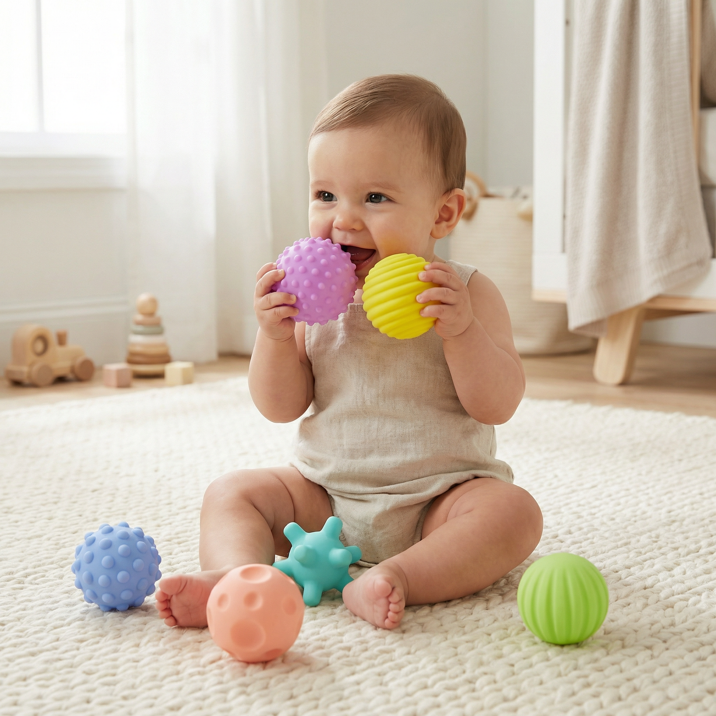 6-Piece Sensory Ball Set – Soft Textured Touch & Massage Balls for Babies & Kids