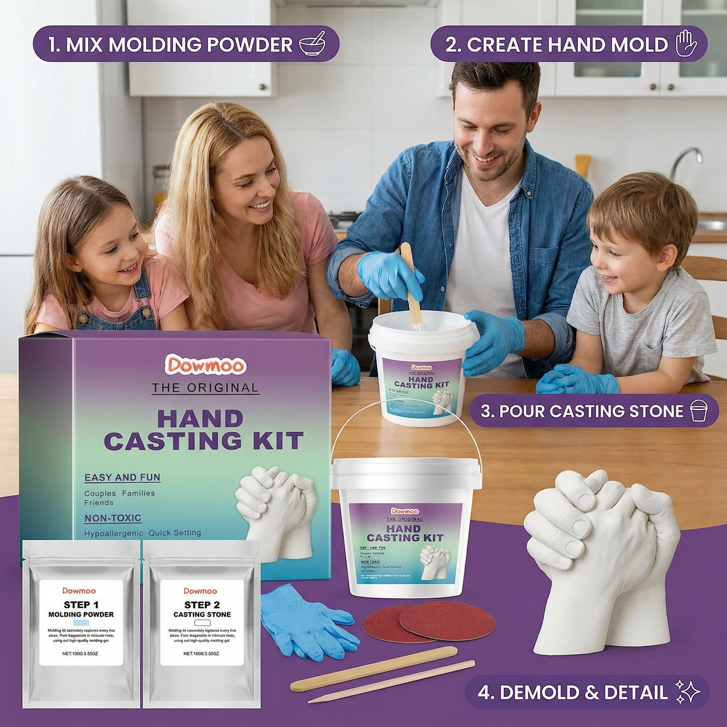 3D Hand Casting Kit for Families & Couples – Family Keepsake Set