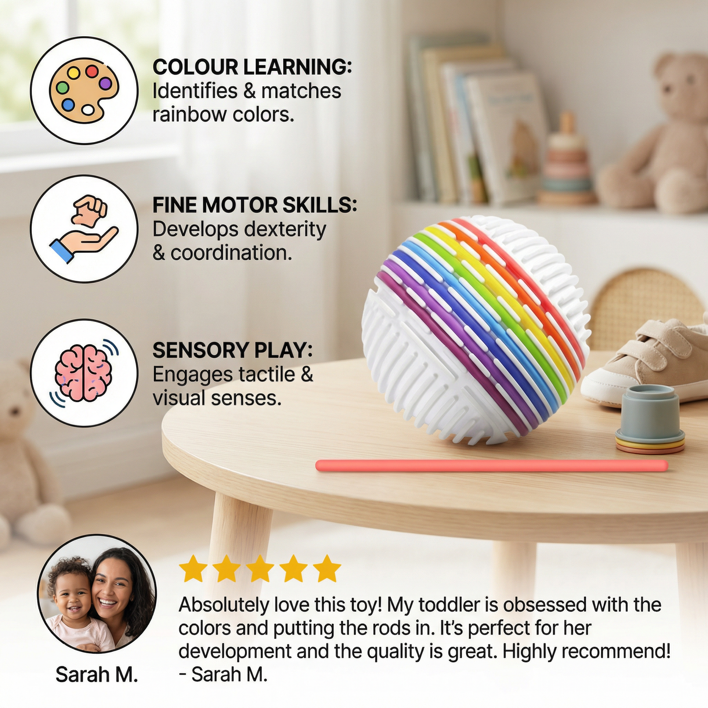 Montessori Sensory Ball – Colour Learning & Fine Motor Skills Toy