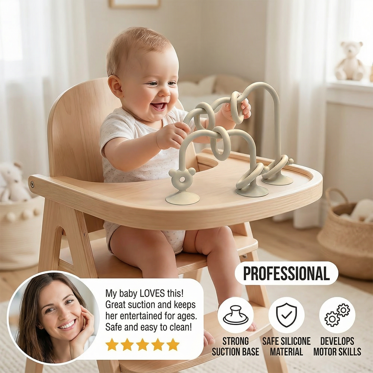 Silicone Baby Activity Toy – Suction Cup Learning Toy for Table & High Chair