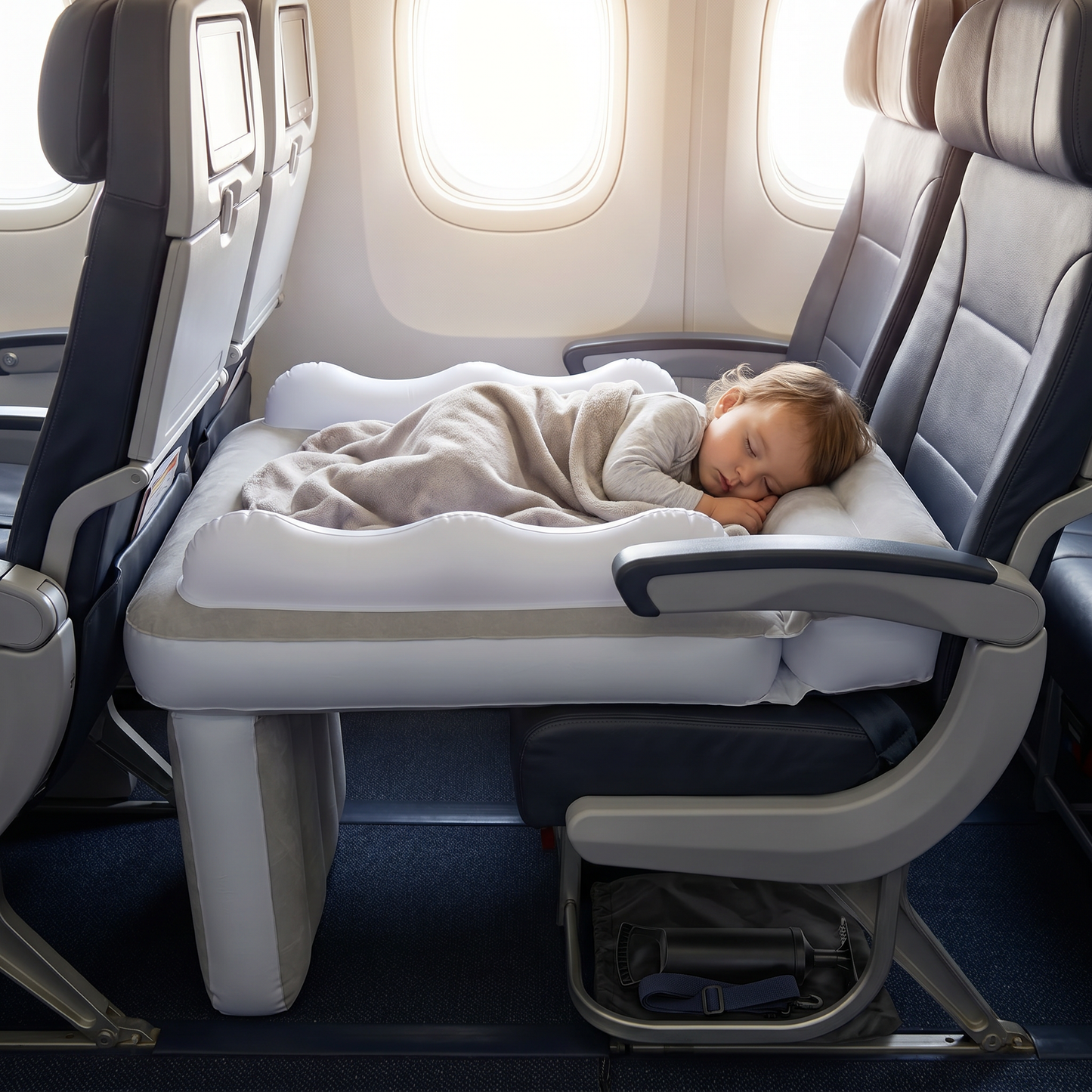 Inflatable Toddler Travel Bed with Seat Extender for Plane and Car