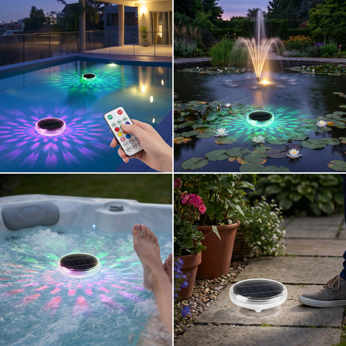 Floating solar LED light with remote control