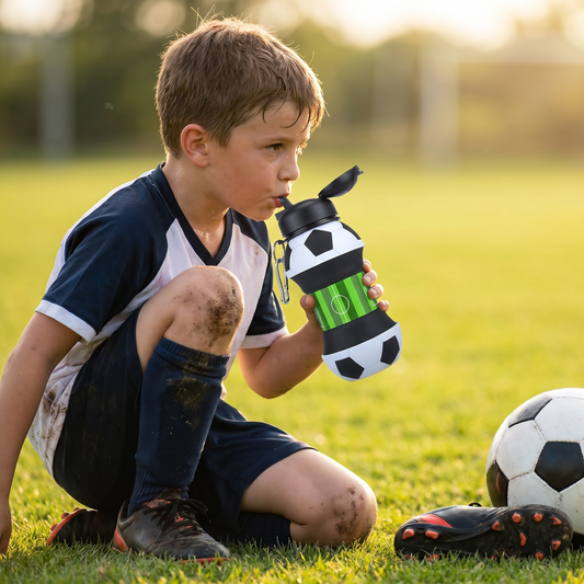 Foldable & Durable Silicone Football Water Bottle