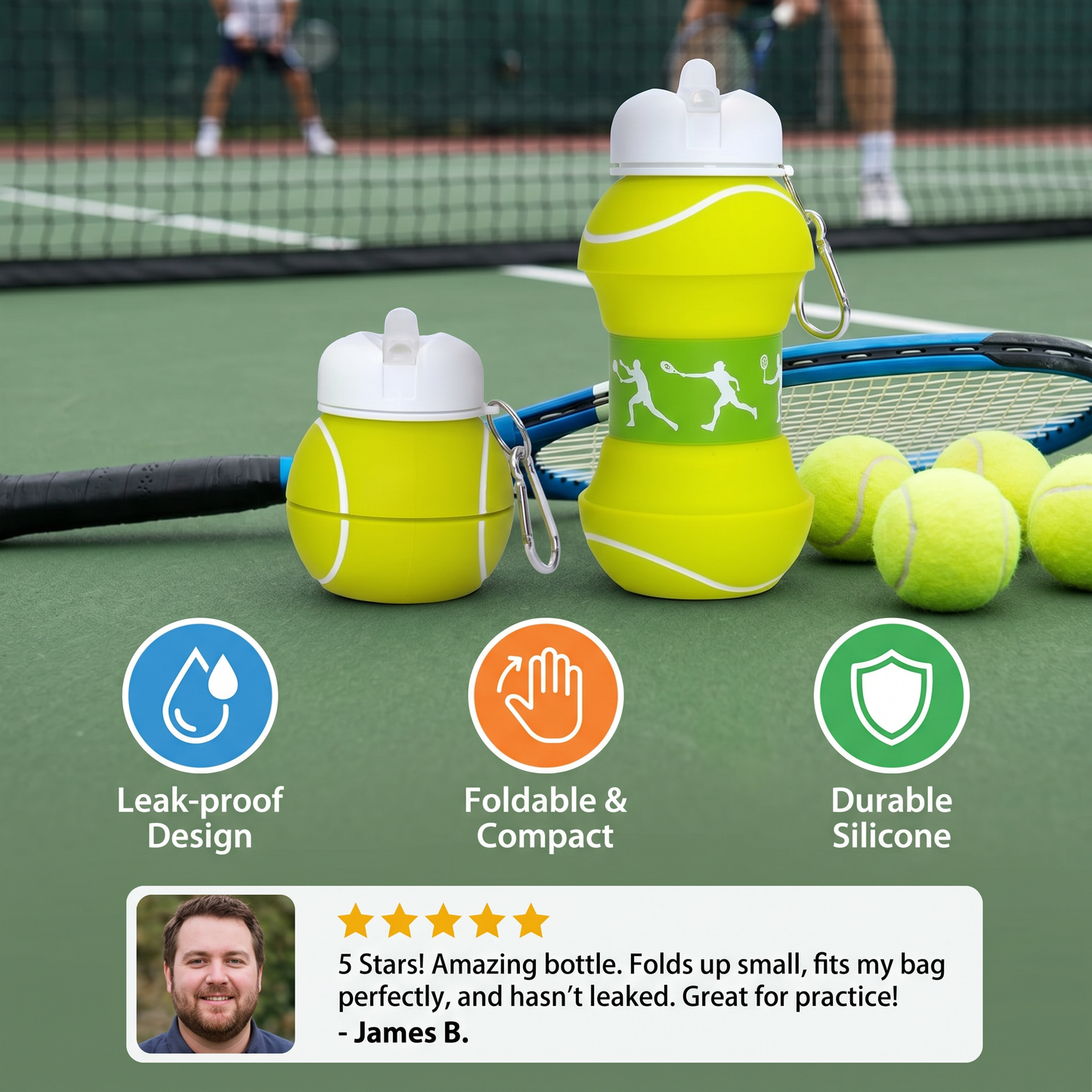 Foldable & Durable Silicone Football Water Bottle