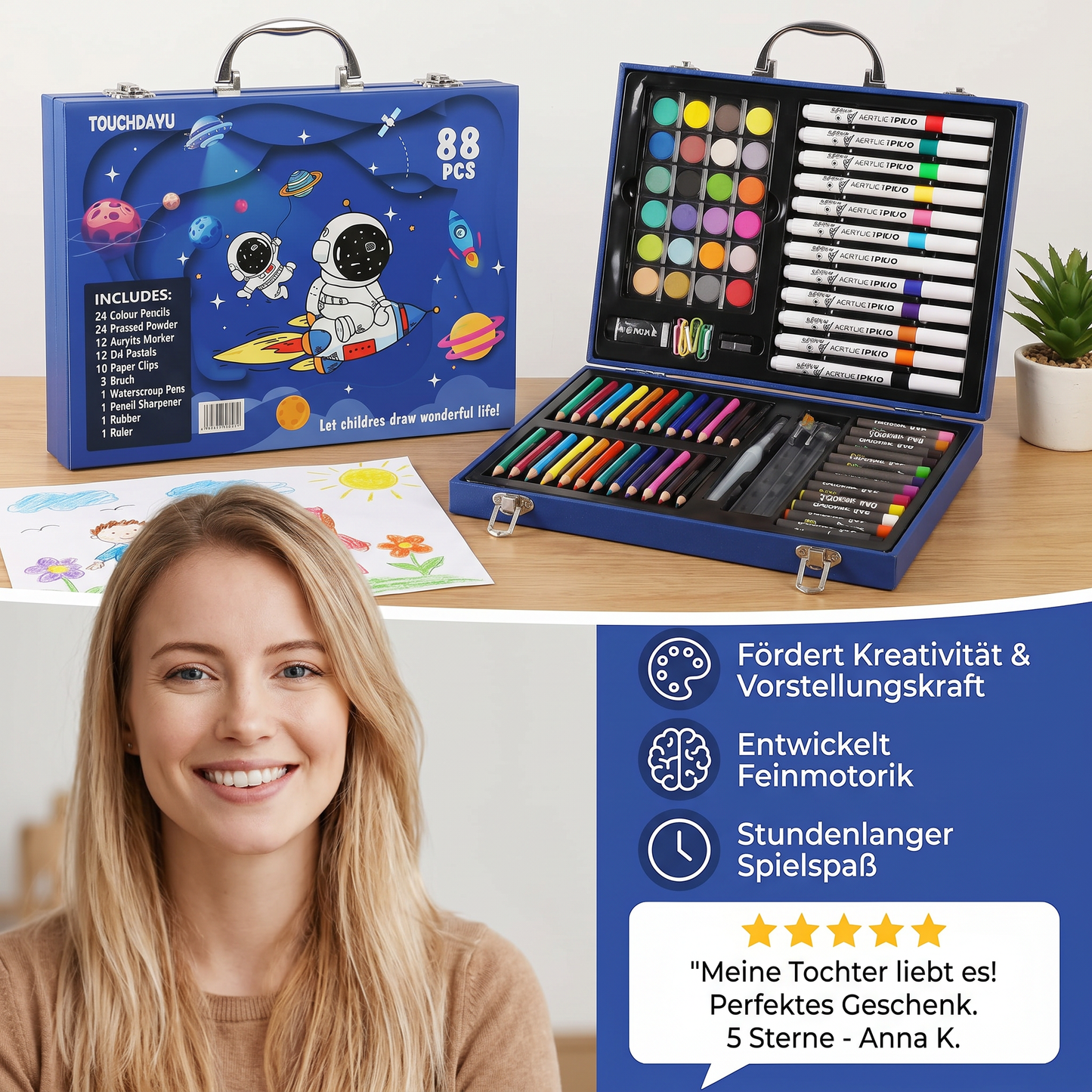 88-Piece Creative Art Case for Little Artists