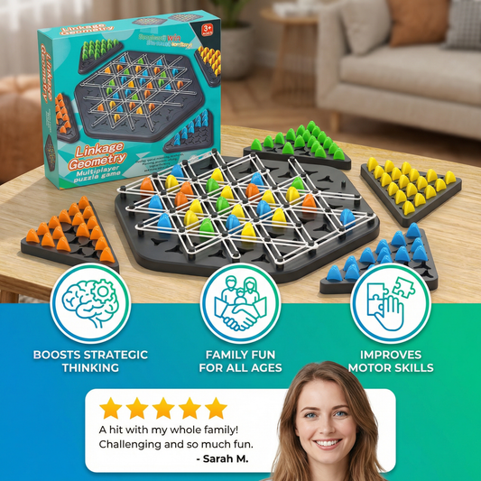 Rubber band triangle chess family game