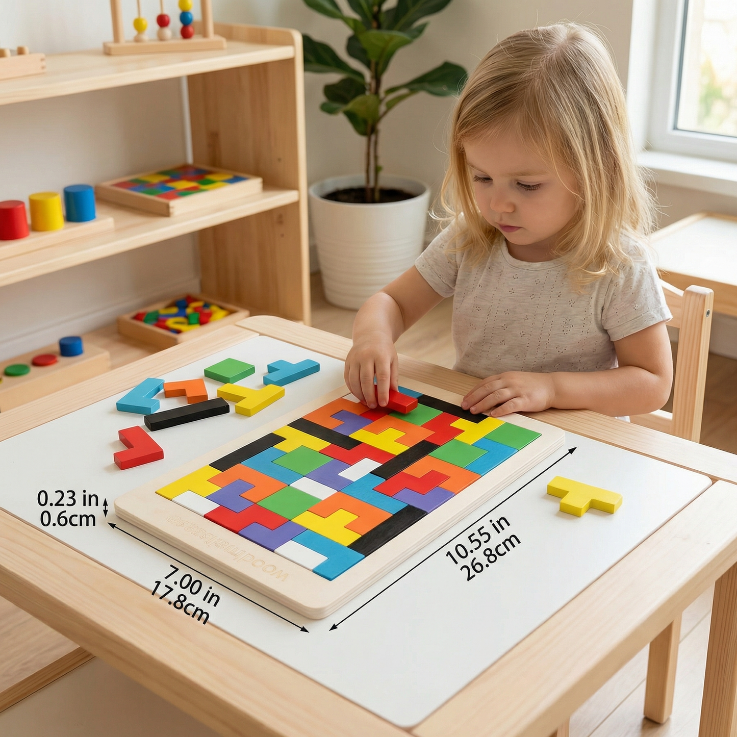 Educational Wooden Tangram Puzzle – Colourful Montessori Learning Toy for Kids