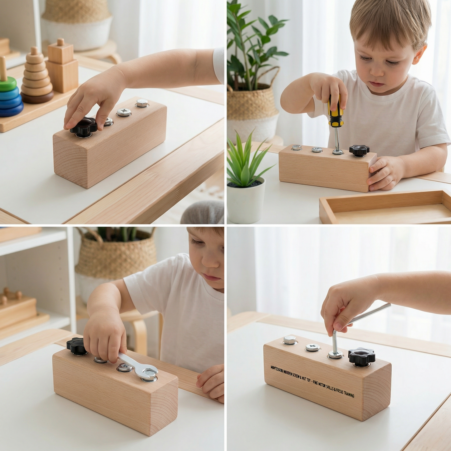 Montessori Wooden Screw & Nut Toy – Fine Motor Skills & Focus Training for Kids
