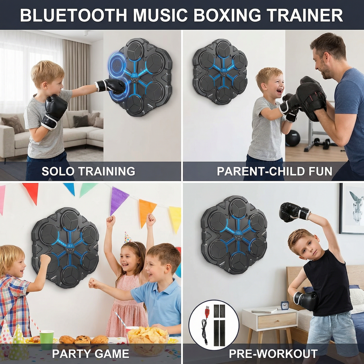 Bluetooth Music Boxing Trainer – Interactive Wall Punching Target with Lights & Sound