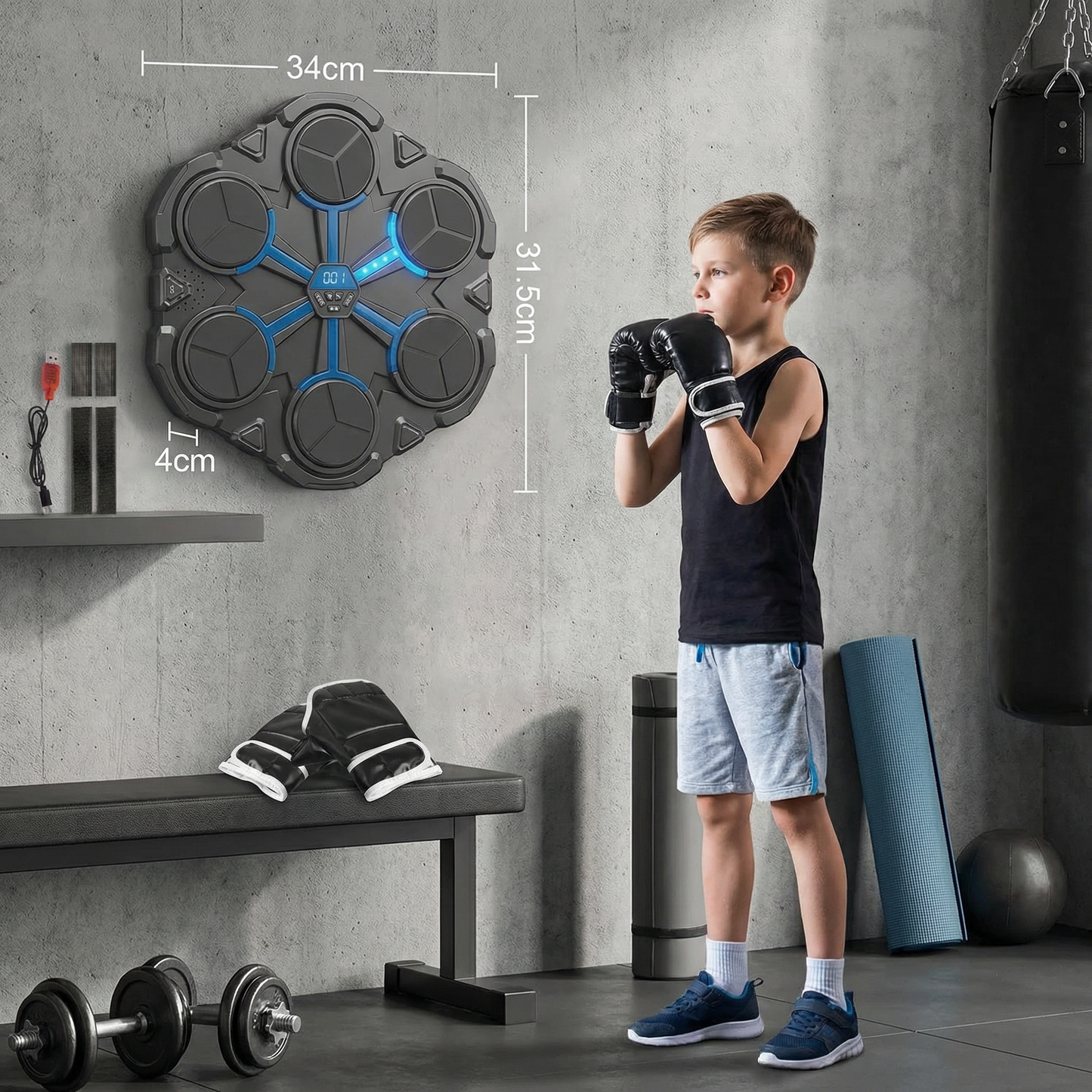 Bluetooth Music Boxing Trainer – Interactive Wall Punching Target with Lights & Sound