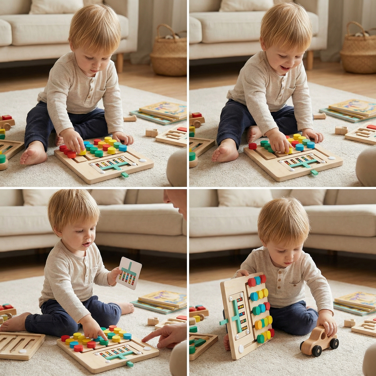 Wooden Four-Colour Logic Sorting Game – Montessori Learning & Thinking Toy for Kids