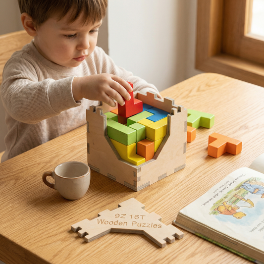 3D Wooden Logic Puzzle & Shape Challenge