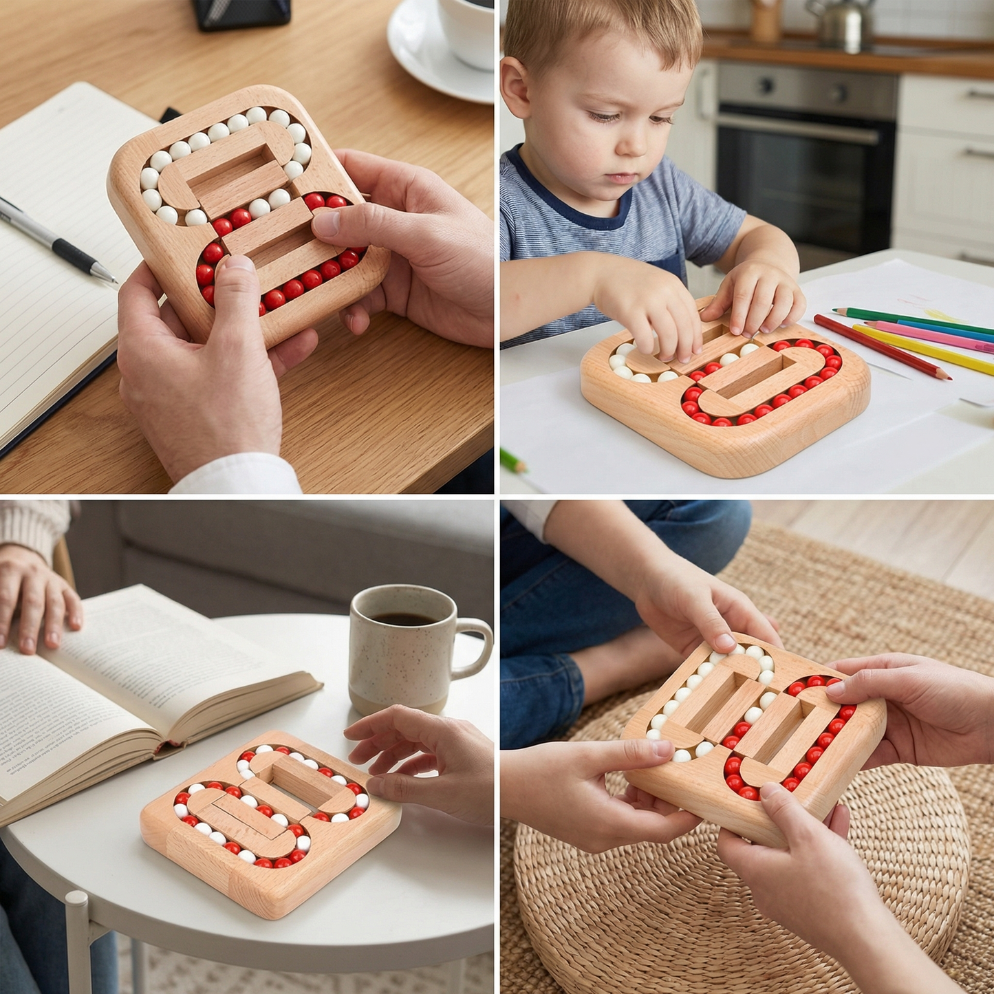 Handmade Wooden Rotating Bean Toy – Educational Thinking & Focus Game