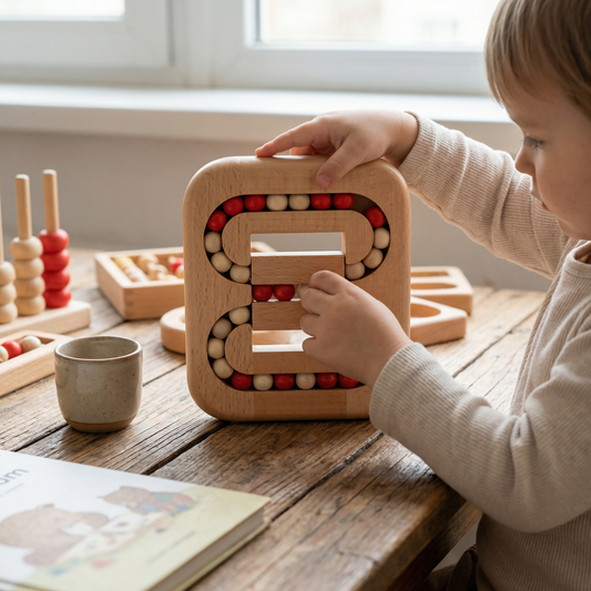 Handmade Wooden Rotating Bean Toy – Educational Thinking & Focus Game