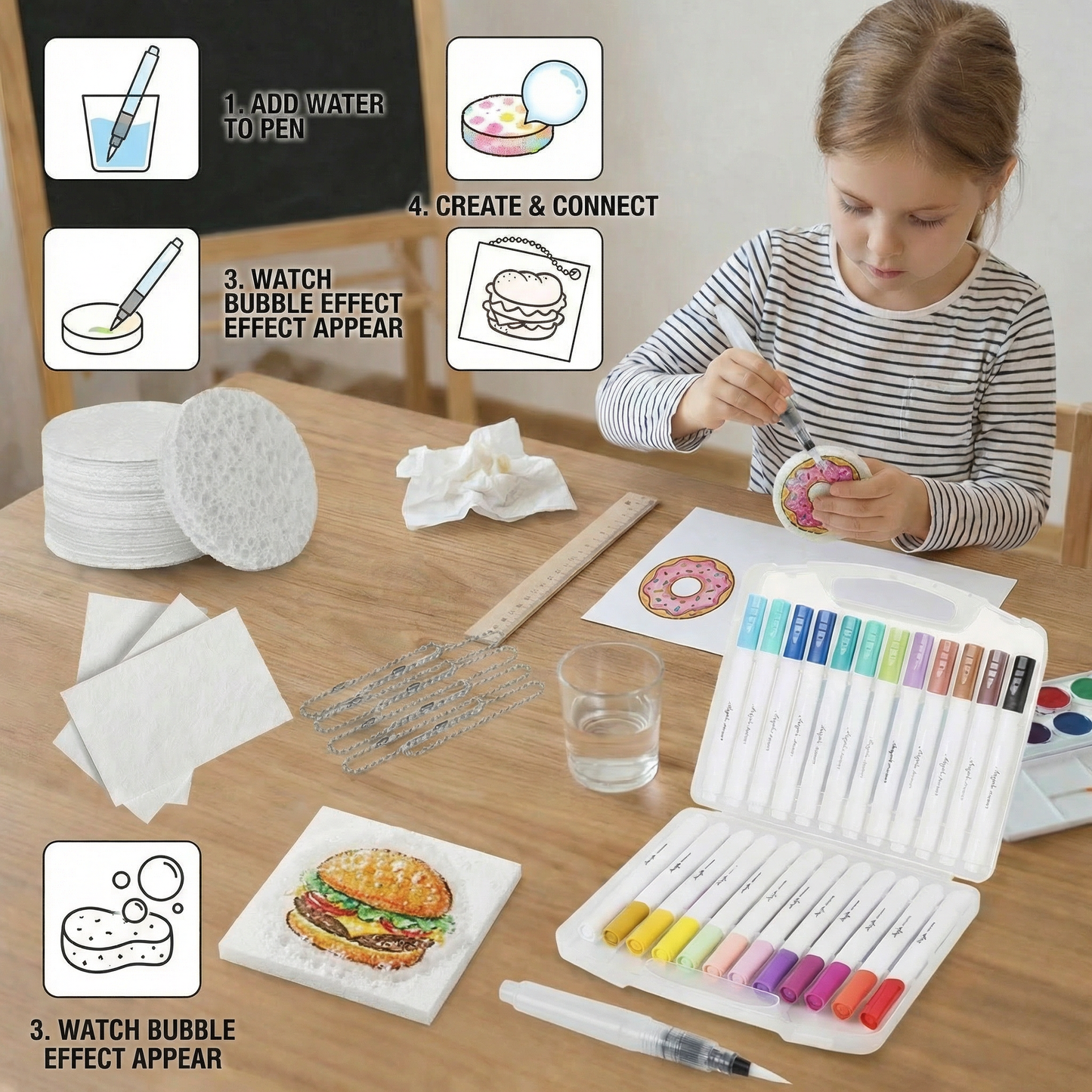 Creative Sponge Painting Art Set for Kids – DIY Bubble Effect Craft Kit