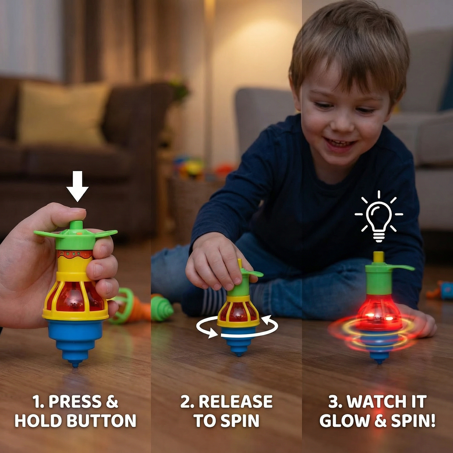 Glow LED Spinning Top – Fun Light-Up Toy for Kids