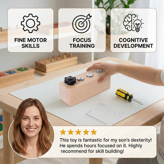 Montessori Wooden Screw & Nut Toy – Fine Motor Skills & Focus Training for Kids