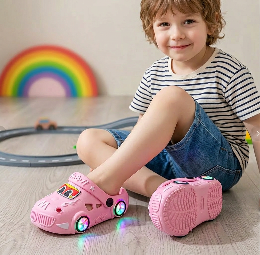 Light-Up Car Kids Slides – Non-Slip Bath Slippers
