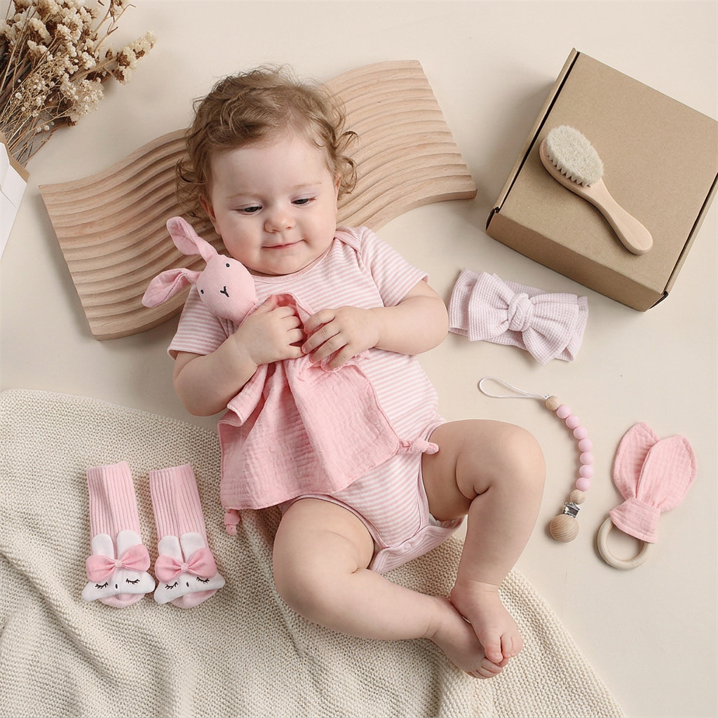 6-Piece Newborn Gift Box Set – Baby Essentials Starter Kit