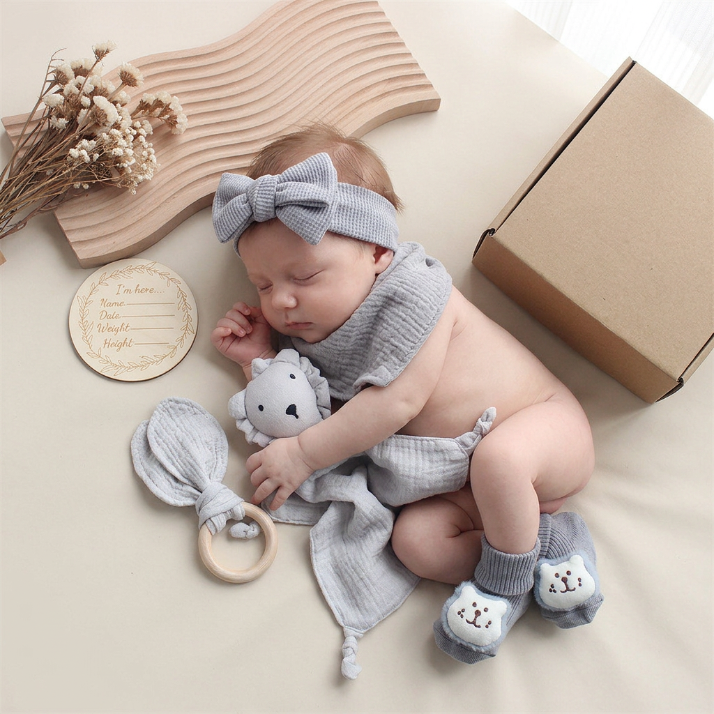 6-Piece Newborn Gift Box Set – Baby Essentials Starter Kit