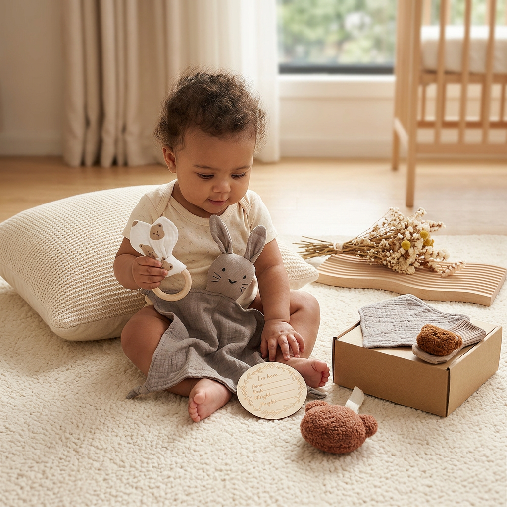 6-Piece Newborn Gift Box Set – Baby Essentials Starter Kit