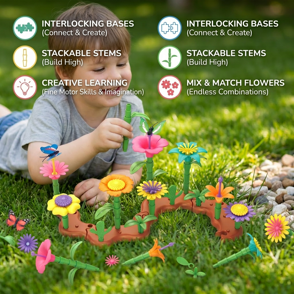 Flower Garden Building Toy for Kids – Creative Planting & Learning Playset for Little Gardeners