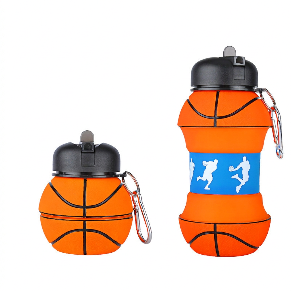 Foldable & Durable Silicone Football Water Bottle
