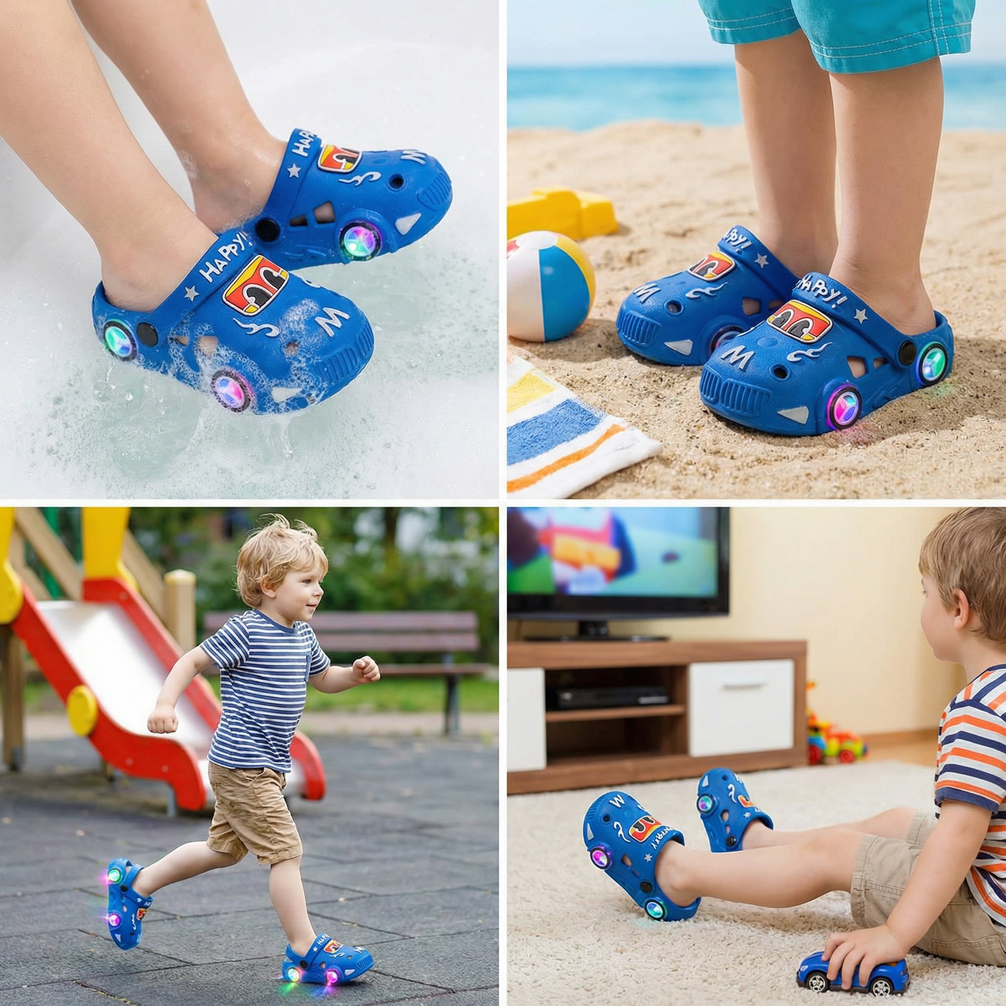 Light-Up Car Kids Slides – Non-Slip Bath Slippers