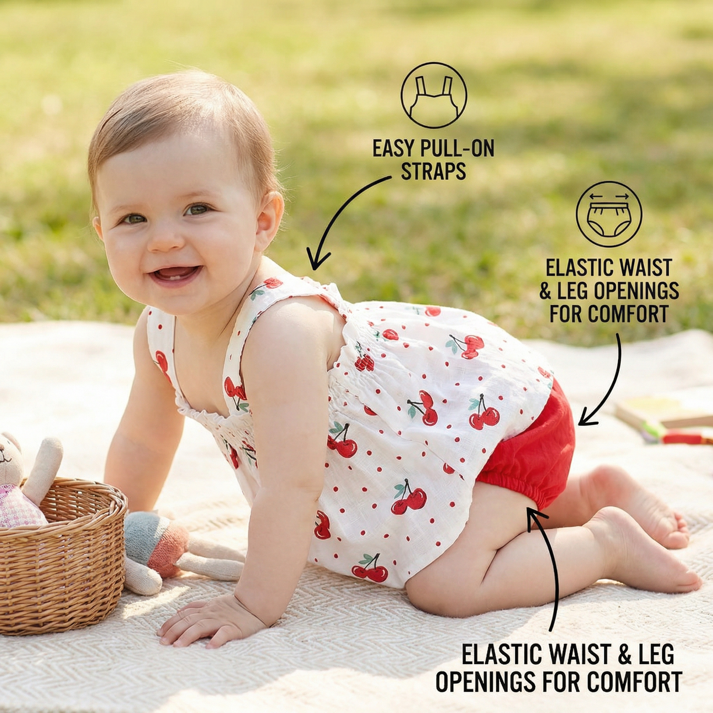 Summer 2-Piece Baby Girl Outfit – Plaid Strap Dress with Matching Bloomers
