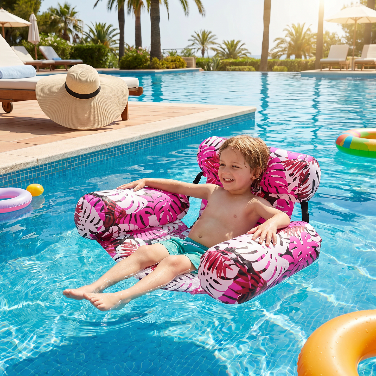 Inflatable Pool Hammock with Backrest – Foldable Water Lounge