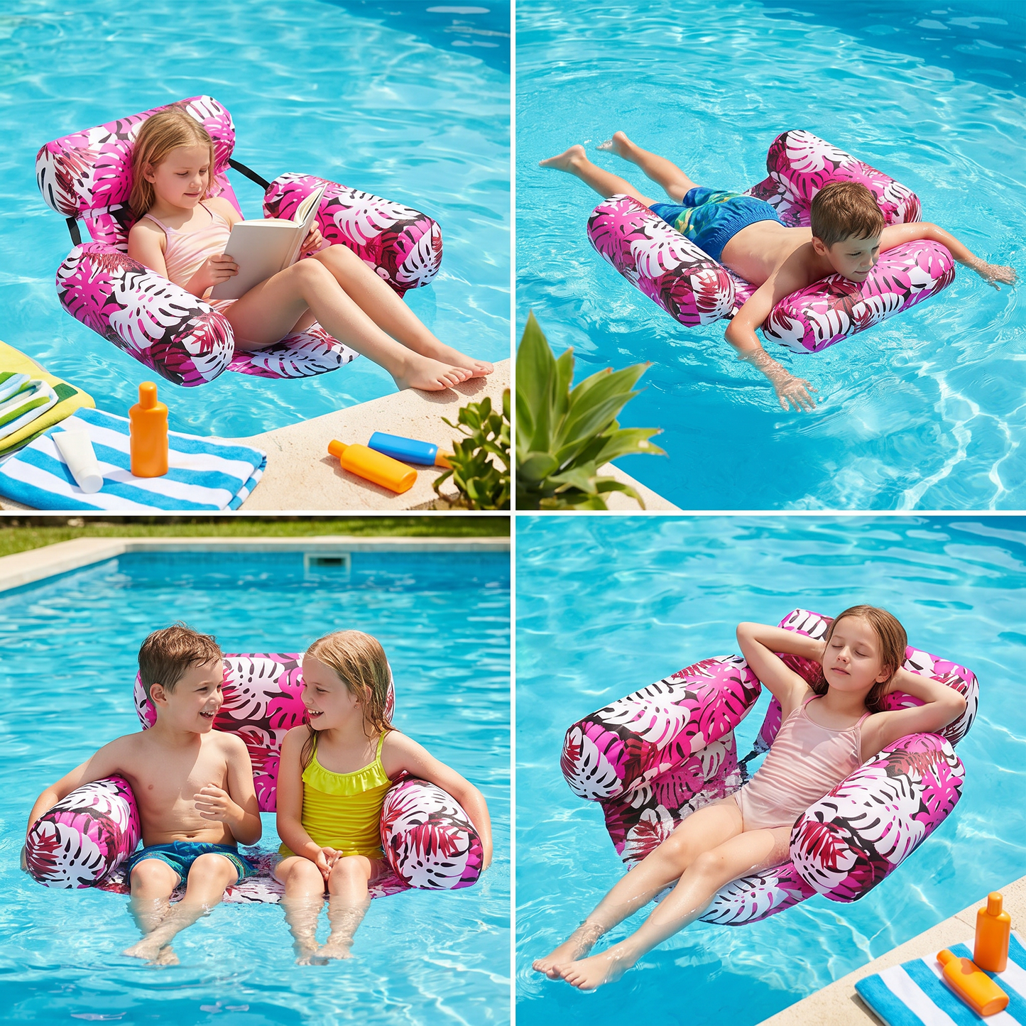 Inflatable Pool Hammock with Backrest – Foldable Water Lounge