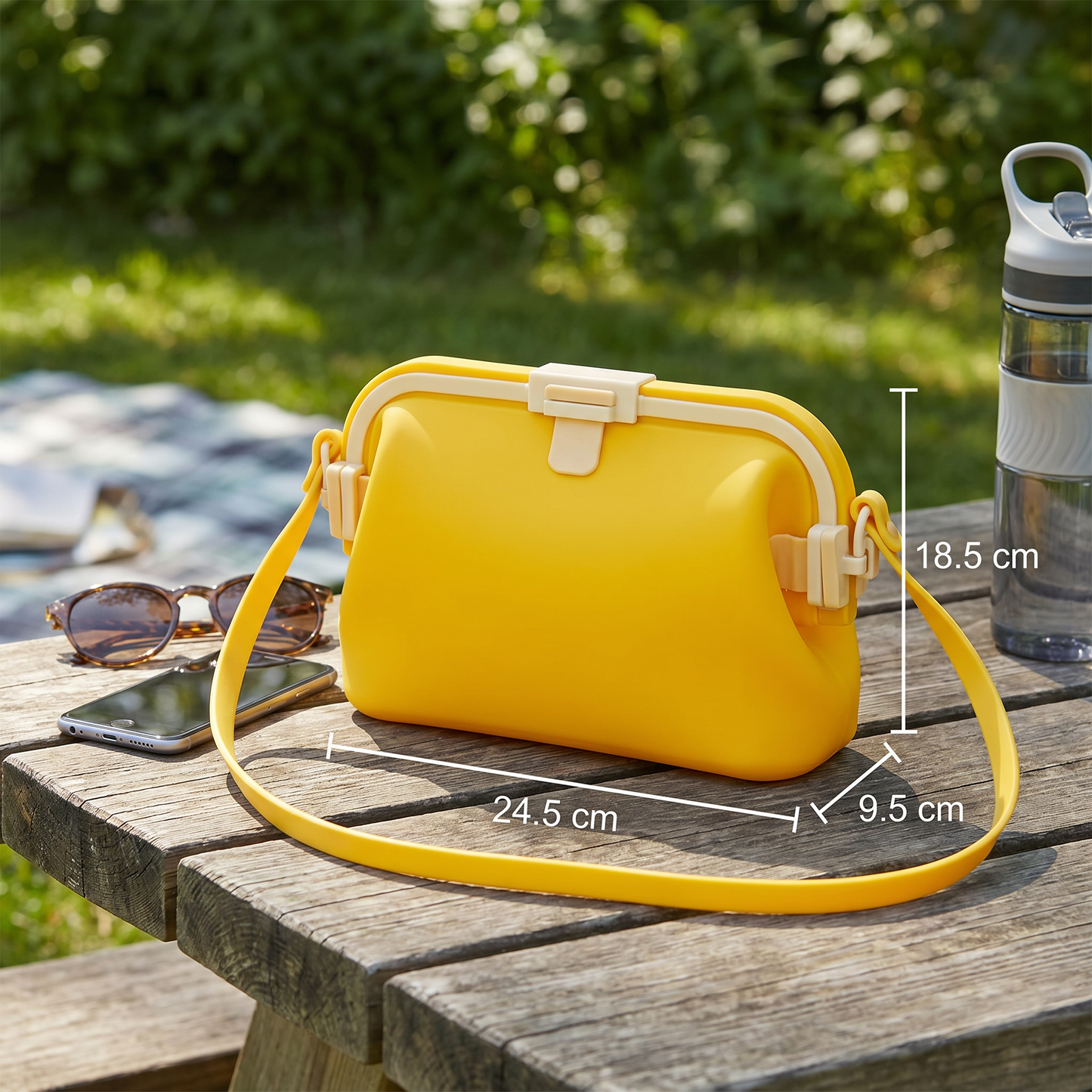 Waterproof silicone storage bag with shoulder strap
