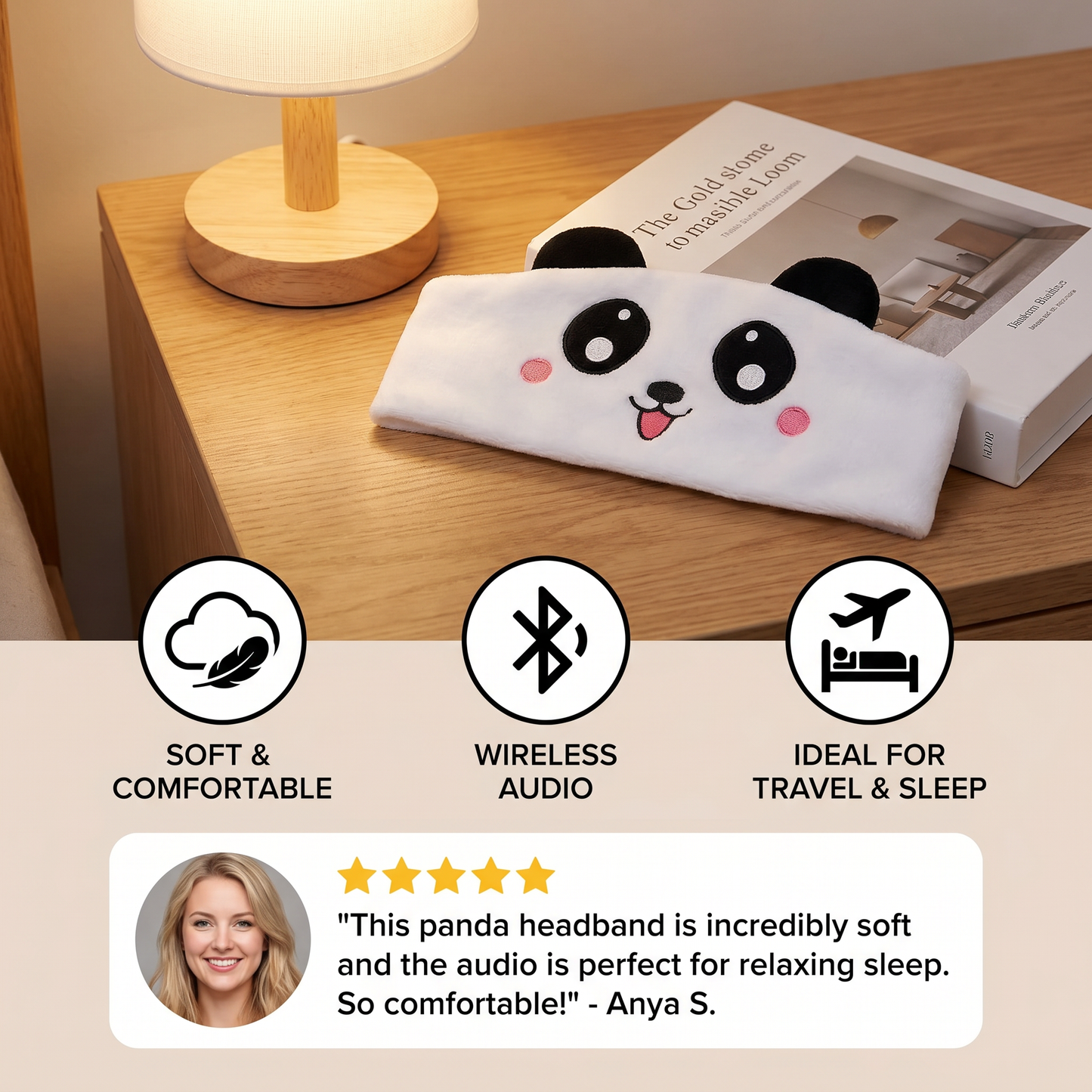 2-in-1 Sleep Headband with Bluetooth Speakers – Soft Wireless Headband for Travel & Sleep