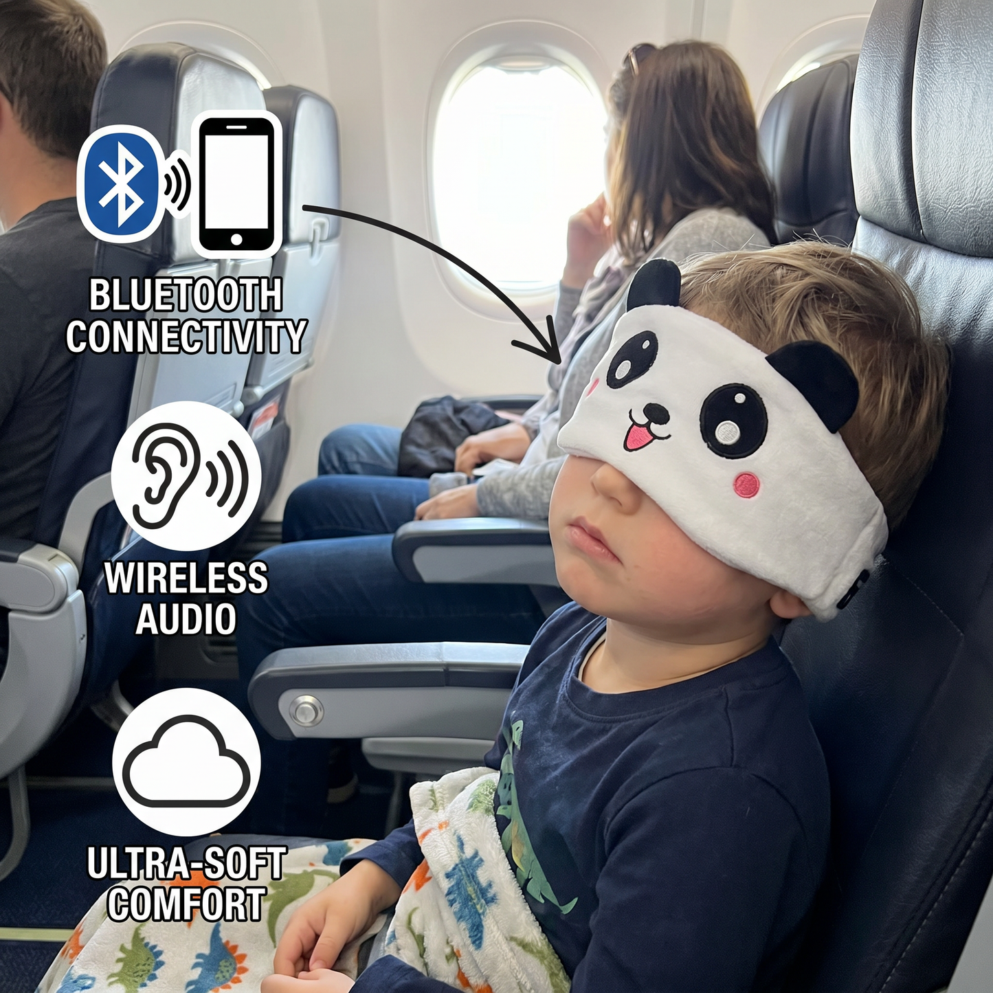 2-in-1 Sleep Headband with Bluetooth Speakers – Soft Wireless Headband for Travel & Sleep