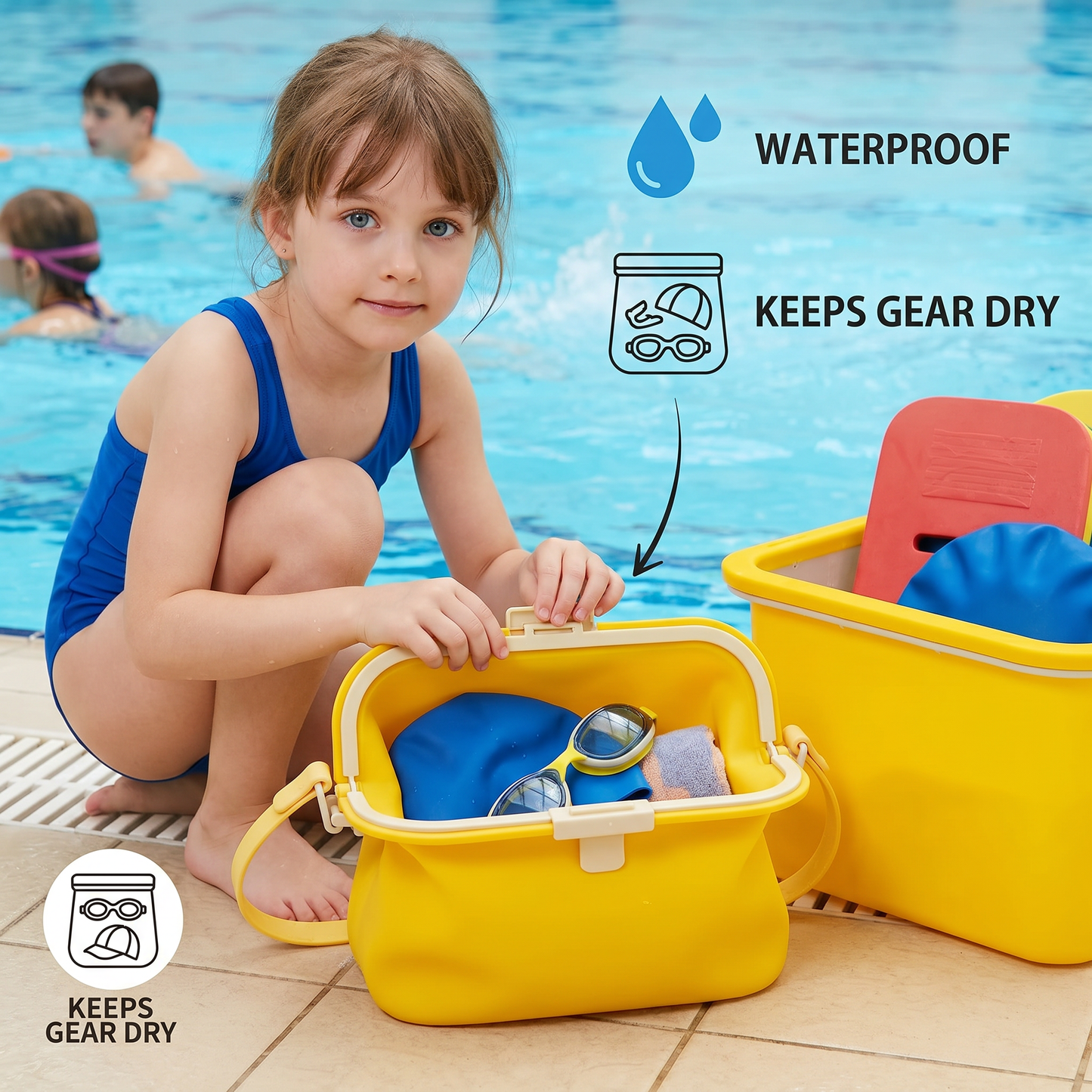 Waterproof silicone storage bag with shoulder strap