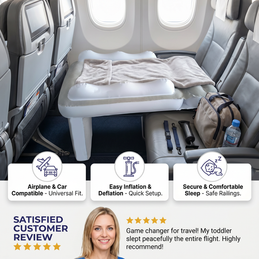 Inflatable Toddler Travel Bed with Seat Extender for Plane and Car
